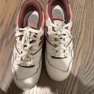 New Balance White & Pink 550 Sneakers
